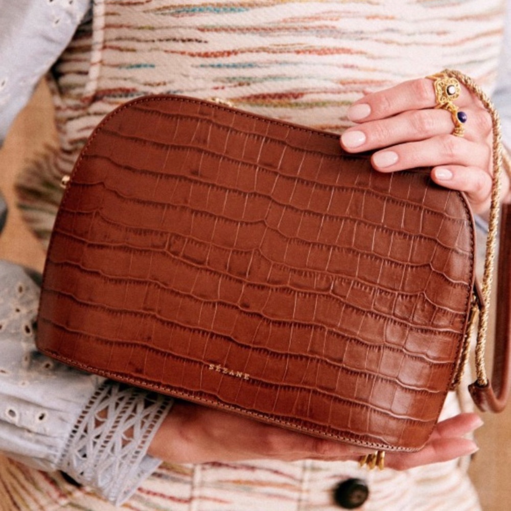 Sézane Victor Croco bag—camel